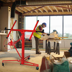 Gipskarton-Hebebühne, zusammenklappbar, XXL-Ausführung, 140 cm – 350 cm, einstellbare Arbeitshöhe, Tragkraft 68 kg, maximale Ausladung für Gipskartonplatten 290 cm