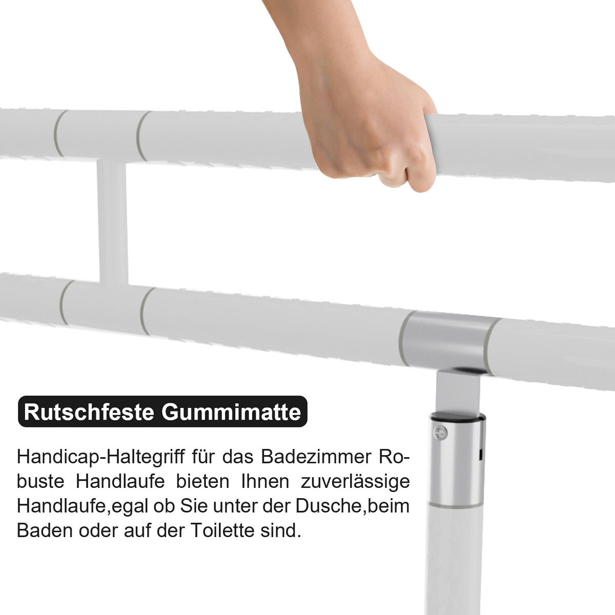 Wandstützgriff Toiletten, Klappgriff Haltegriff Dusche, WC Stützhilfe Aufstehhilfe Sicherheitsgriff, Rutschfeste Handlauf für Senioren Behinderte Schwangere, bis zu 200kg, Weiß