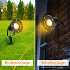 LED-Außenstrahler (mit Erdspieß), LED-Gartenstrahler für den Außenbereich, 4 W, GU10, warmweißes Licht, 3000 K, Schutzklasse IP65, geeignet für Wege, Sträucher, Pflanzen und Terrassen