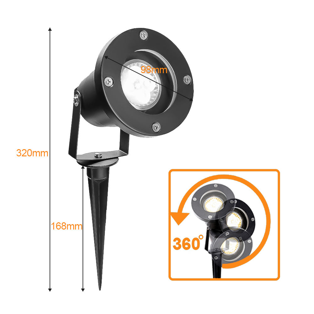 LED-Außenstrahler (mit Erdspieß), LED-Gartenstrahler für den Außenbereich, 4 W, GU10, warmweißes Licht, 3000 K, Schutzklasse IP65, geeignet für Wege, Sträucher, Pflanzen und Terrassen