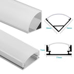 1 Meter lange LED-Aluminiumprofil-Lichtschiene, V-förmige/U-förmige Aluminiumprofile, LED-Schiene mit milchweißen Endkappen und Befestigungsklammern, geeignet für LED-Lichtbänder (Breite bis zu 12,5 mm), LED-Diffusorplatten, 10–50 Stück