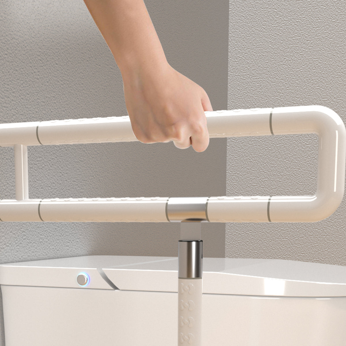 Wandstützgriff Toiletten, Klappgriff Haltegriff Dusche, WC Stützhilfe Aufstehhilfe Sicherheitsgriff, Rutschfeste Handlauf für Senioren Behinderte Schwangere, bis zu 200kg, Weiß