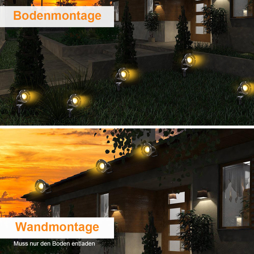 LED-Außenstrahler (mit Erdspieß), LED-Gartenstrahler für den Außenbereich, 4 W, GU10, warmweißes Licht, 3000 K, Schutzklasse IP65, geeignet für Wege, Sträucher, Pflanzen und Terrassen