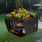 Garage für Mähroboter, 70 x 61 x 42 cm, Überdachung für Rasenmäher, spezielle Überdachung für Rasenmäher/Mähroboter, mit begrünbarem Dach, Wasserablauf und 4 Bodenverankerungen, bietet wirksamen Schutz vor Regen und Hagel, schwarz