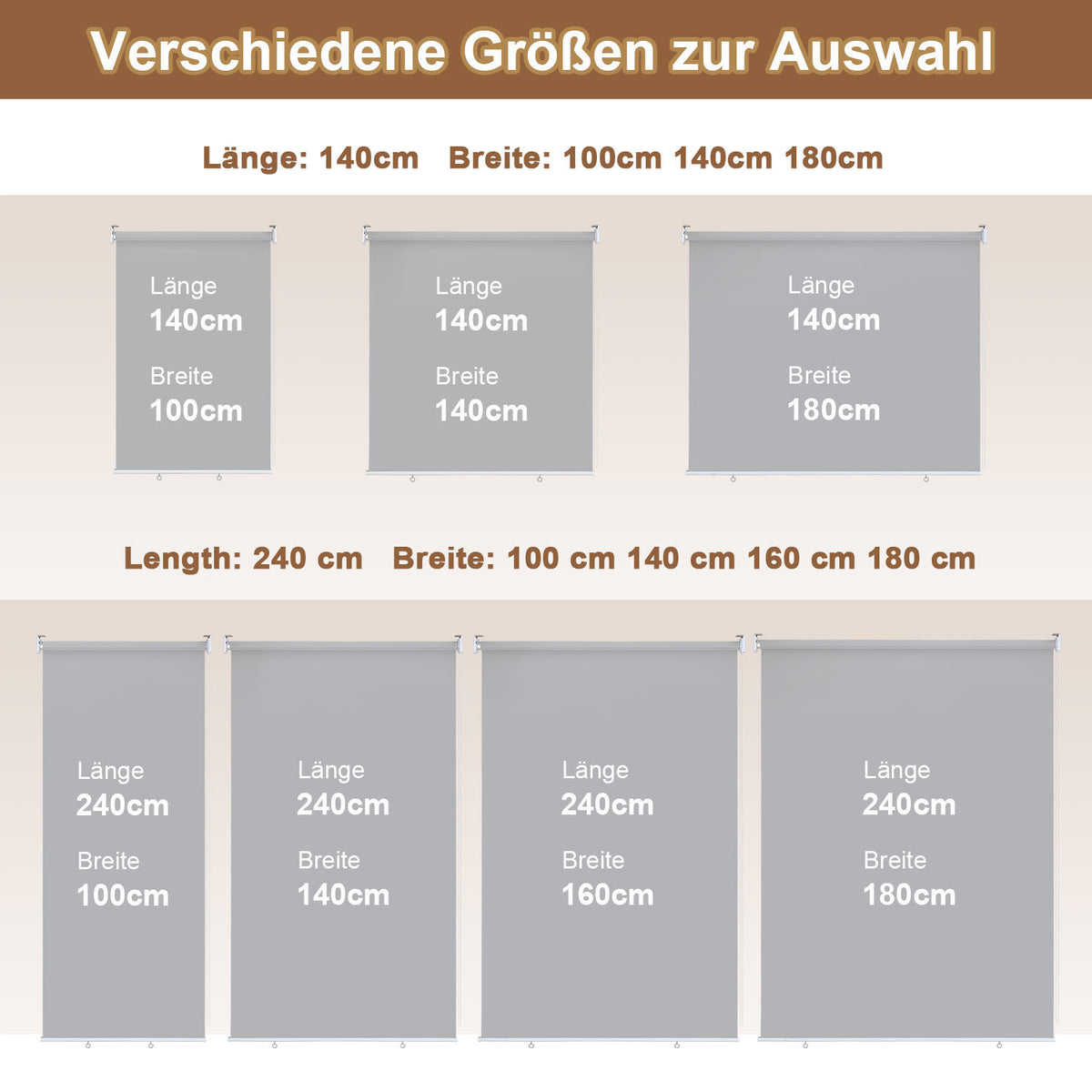 Vertikalmarkisen, Aussenrollos, Balkonrollos, Sichtschutz, Wind- und Regenschutz, Sonnenschutz, UV-Schutz; geeignet für Balkone, Terrassen und Gärten（副本）（副本）