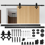 Schwarze Beschläge für Schiebetüren, Beschläge für Schiebetüren im Rautenmuster, Schienen für Schiebetüren, geräuscharmer Lauf, erhältlich in den Längen 183 cm und 200 cm (Türen sind nicht im Lieferumfang enthalten)