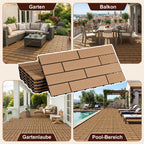 30 x 60 cm WPC-Terrassenfliesen , Klick-Verlegesystem, Teakholzfarben/Rotbraun/Dunkelgrau, 1–5 m² | WPC-Fliesen, Balkonfliesen, witterungsbeständige Platten mit Entwässerungsfunktion, einfache Verlegung, geeignet für Terrassen, Balkone und Gärten