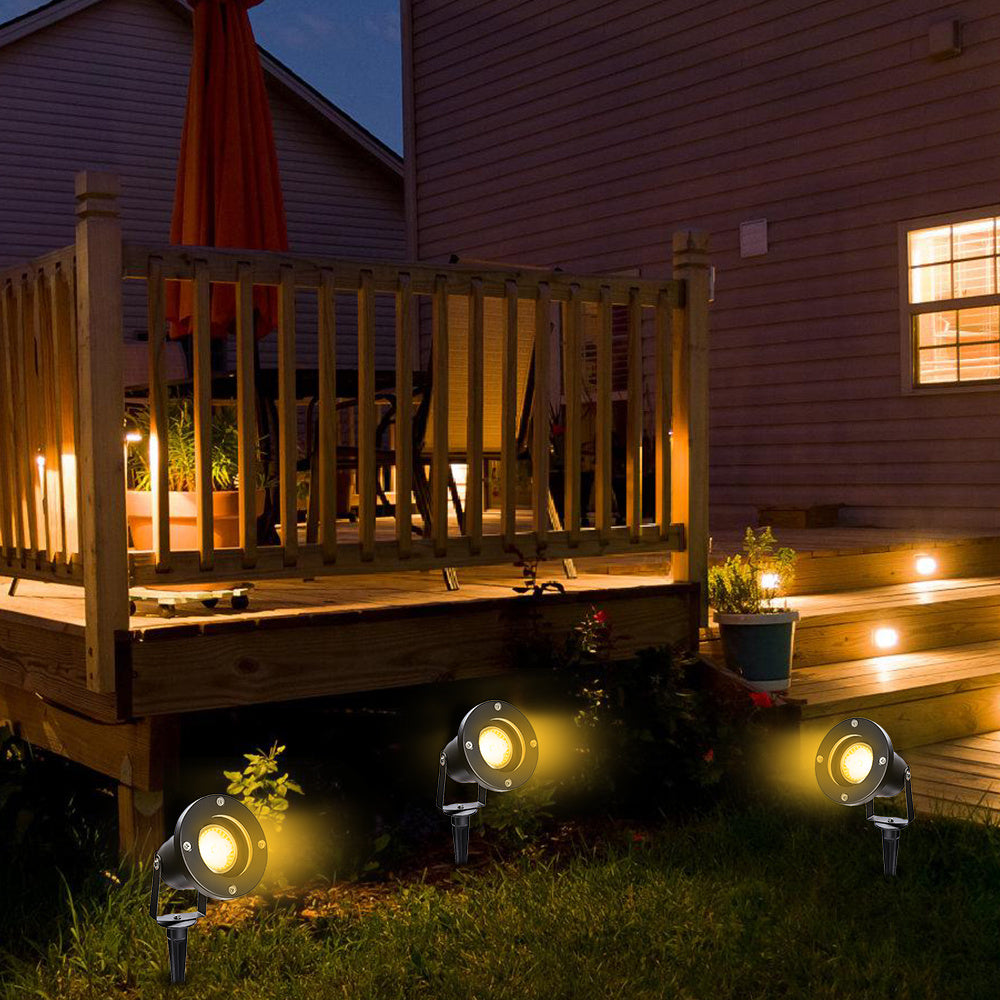 LED-Außenstrahler (mit Erdspieß), LED-Gartenstrahler für den Außenbereich, 4 W, GU10, warmweißes Licht, 3000 K, Schutzklasse IP65, geeignet für Wege, Sträucher, Pflanzen und Terrassen