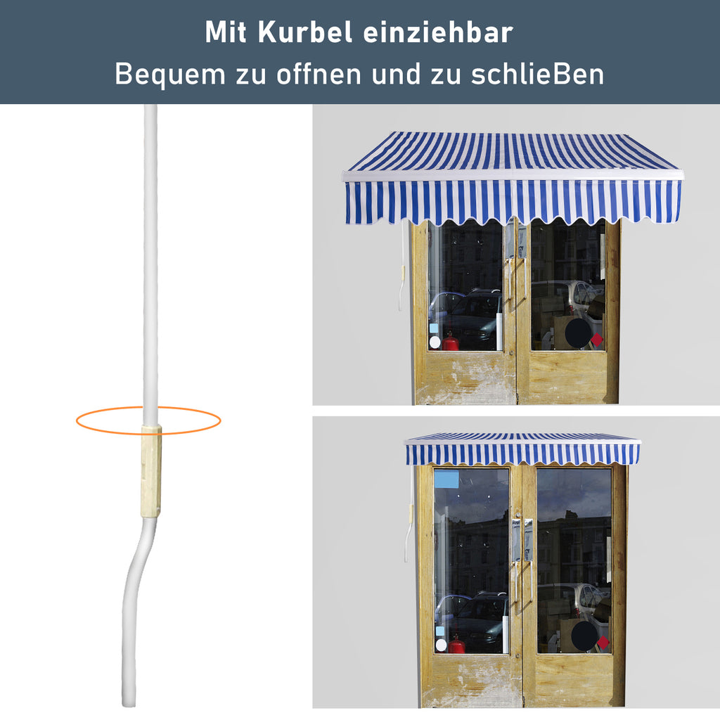 250 x 200 cm Manuelle Klappmarkise,  mit Kurbel, UV-beständig und wasserdicht, aus Aluminium/Polyester, geeignet für Balkon, Terrasse und Garten, in vier Ausführungen erhältlich