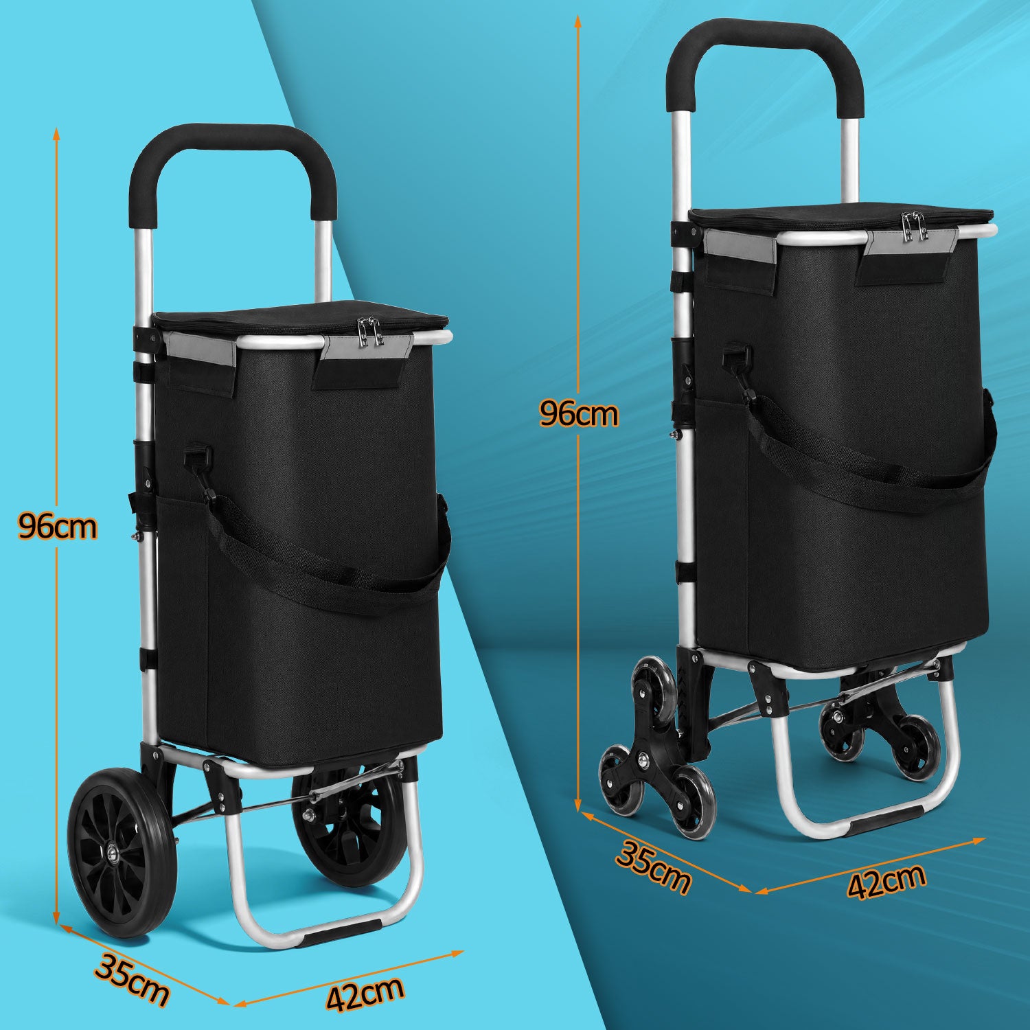 Einkaufstrolley klappbar Haupttasche+Seitentasche Trolley Räder Einkaufswagen