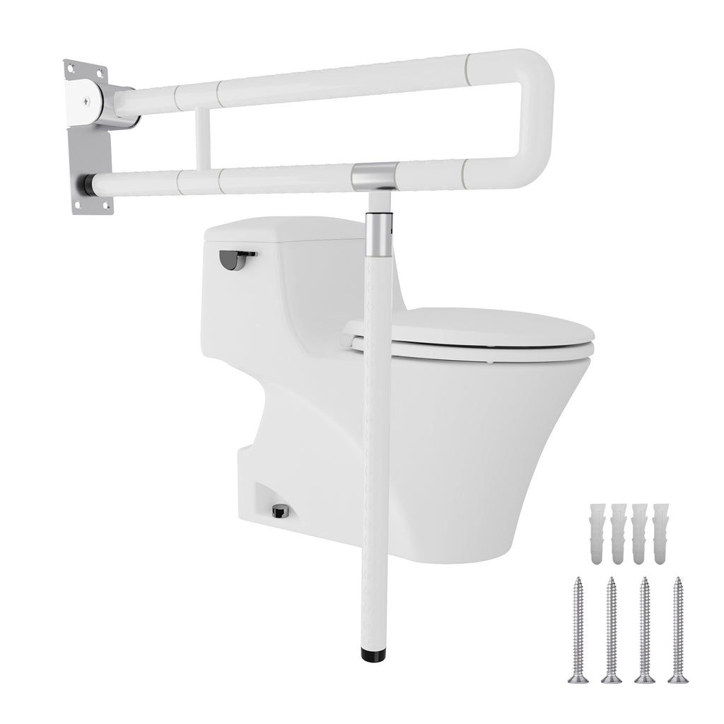 Wandstützgriff Toiletten, Klappgriff Haltegriff Dusche, WC Stützhilfe Aufstehhilfe Sicherheitsgriff, Rutschfeste Handlauf für Senioren Behinderte Schwangere, bis zu 200kg, Weiß