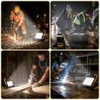 LED-Baustrahler, 50-W-, 100-W- und 200-W-Arbeitsleuchten, kaltweißes Licht, 3 Meter langes Kabel, Schutzart IP66, mit klappbarem Stativ, extrem helle, tragbare Arbeitsleuchten, geeignet für Werkstätten, Baustellen und Garagen
