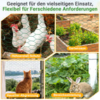 Sechseckgeflecht Maschendrahtzaun - Verzinkt mit Beschichtung, Kaninchendraht, Drahtzaun, Hasendraht - Sechseck Drahtgitter Maschenweite 27 mm, - Grün