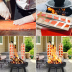 Wiederverwendbares Flammlachsbrett 2/4 Stück mit Edelstahlhalterung, Tannenholz Lachsbrett für Feuerschale & Grill, Verstellbarer Flammlachs Halterung für BBQ und Outdoor Camping