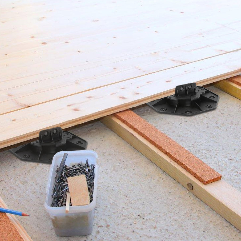 Stilt Bearings Height-Adjustable Pack of 100 Adjustable Feet 18-30 mm Plate Bearings - Stilt Bearing for Patio Tile Substructure Wood, WPC and Stone