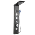 Duschpaneel mit Wasserhahn, 5 Funktionen, Edelstahl-Duschpaneel mit LED-Temperaturanzeige, Regen- und Wasserfall-Duschköpfe, Handbrause, Massagedusche und Duschstange