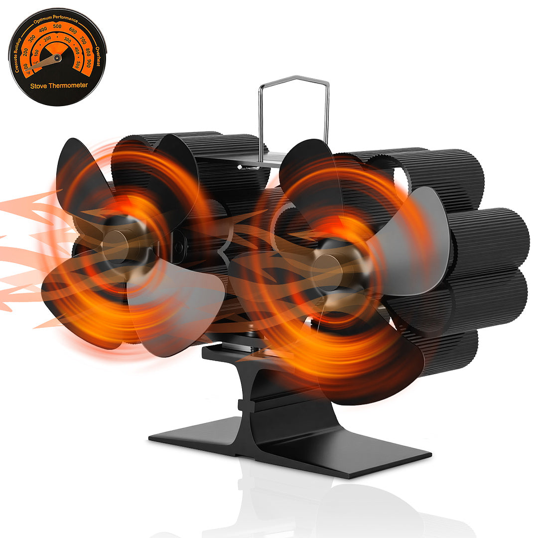 Kaminofen Ventilator Stromloser 8 Flügel Kaminofen Fan für Kamin Ofenventilator