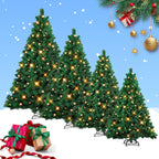 Künstlicher Weihnachtsbaum, 120–210 cm, mit Metallfuß und Lichterkette, 8 verschiedene Beleuchtungsmodi, hochwertiger künstlicher Weihnachtsbaum, für den Innen- und Außenbereich geeignet