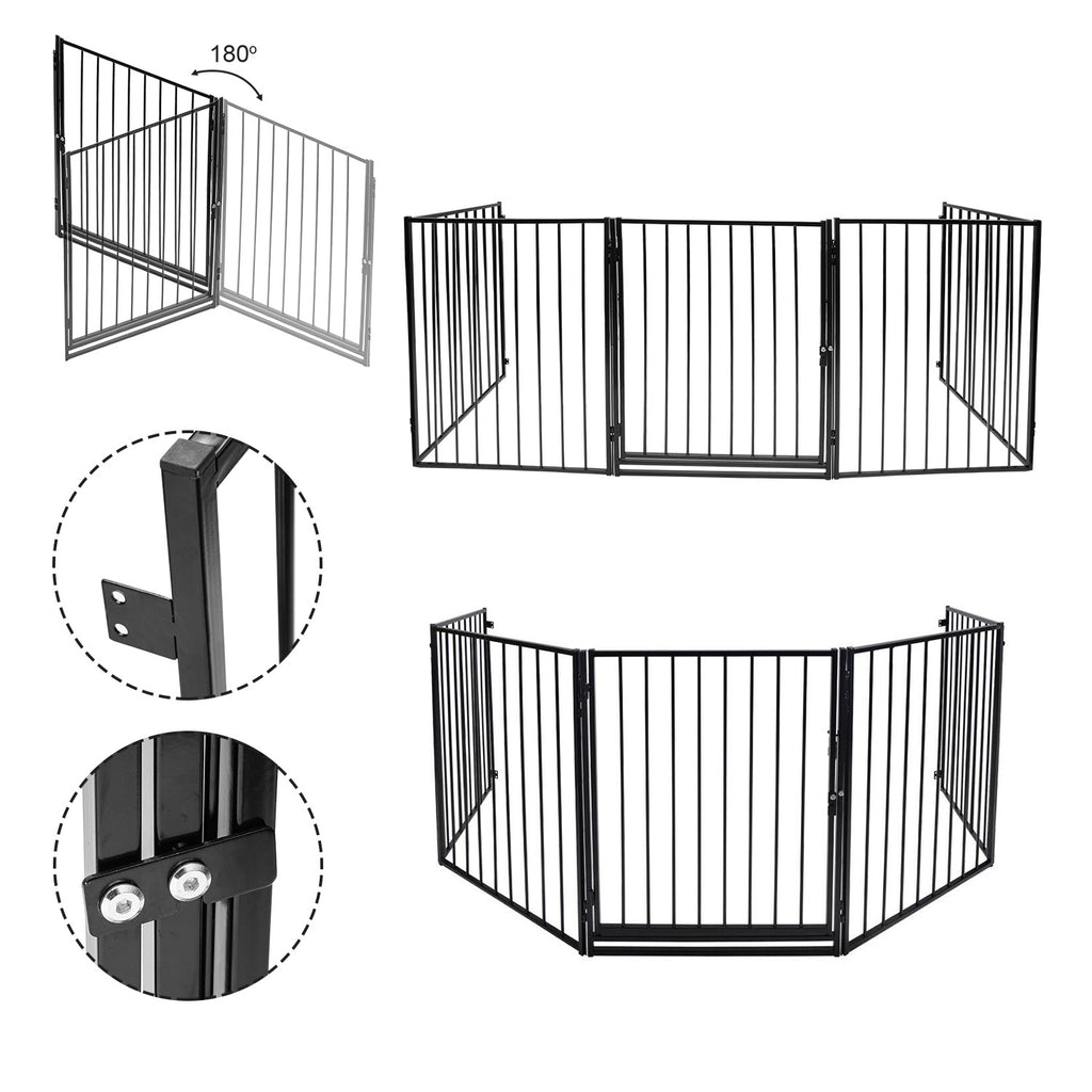 Kamin-Sicherheitstür 304 cm, Kindersicherheitstür, Kamin-Sicherheitstür, Metall-Kindersicherheitstür, Babysicherheitstür, Kindersicherheitstür (5er-Set, je 60 x 76 cm), schwarz