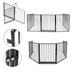 Kamin-Sicherheitstür 304 cm, Kindersicherheitstür, Kamin-Sicherheitstür, Metall-Kindersicherheitstür, Babysicherheitstür, Kindersicherheitstür (5er-Set, je 60 x 76 cm), schwarz