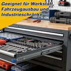 1 Paar Hochleistungs-Schubladenführungen mit Arretierung | Breite 53 mm, Tragkraft 78–120 kg, Vollauszug mit Kugellagern, inklusive Befestigungsschrauben, geeignet für Schränke, Werkstätten, Wohnmobile und industrielle Anwendungen, 300–1150 mm