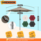 Sonnenschirm 270cm Anthrazit Solar LED Gartenschirm knickbar & ohne Ständer,Terassenschirm Neigungswinkel Sonnenschirme Großschirm für Balkon,Terrasse,Rundschirm mit kurbel, In fünf Farben erhältlich