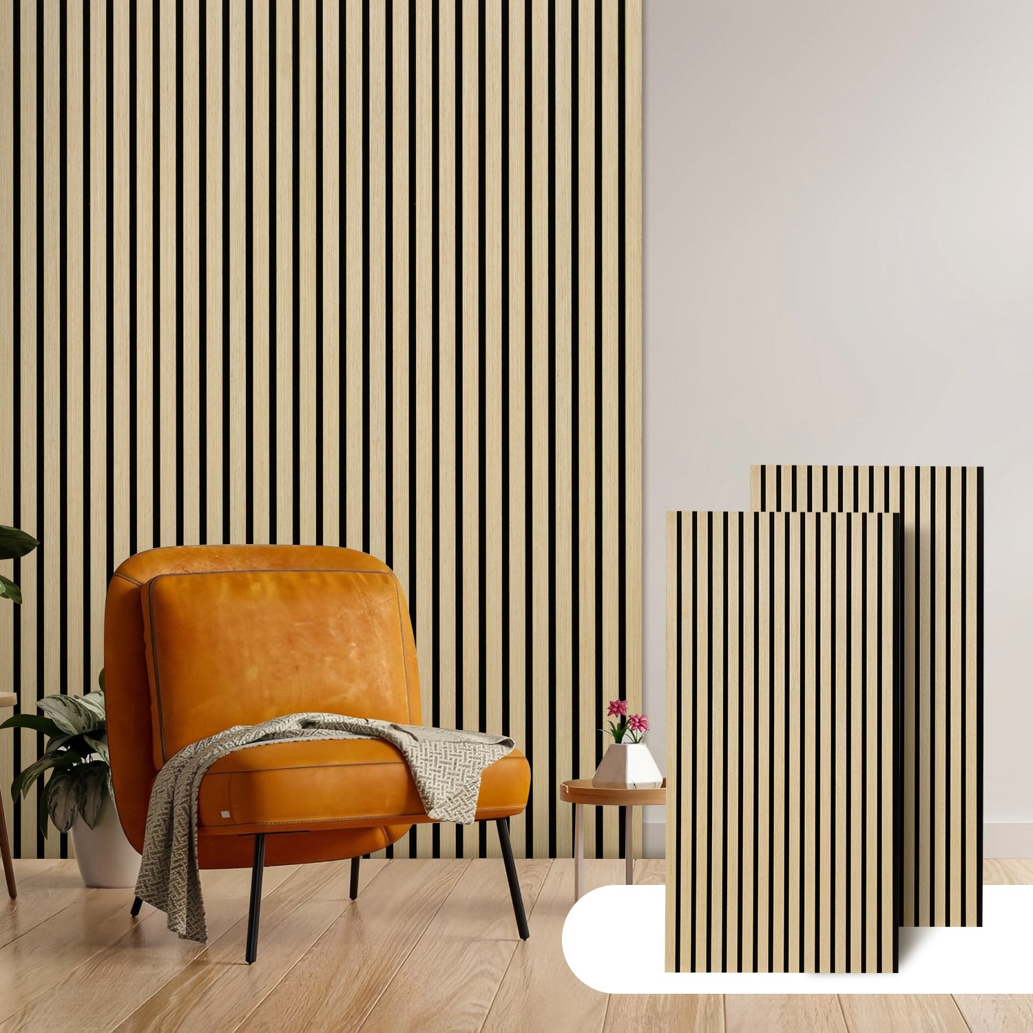 120 x 60 cm große Akustikplatten aus Holz, Wandpaneele mit Holzfurnier und Filzrückseite, geeignet für die Wandverkleidung in Ateliers und Privathaushalten sowie für großflächige Innenwandverkleidungen – Holzmaserung