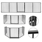 Kamin-Sicherheitstür 304 cm, Kindersicherheitstür, Kamin-Sicherheitstür, Metall-Kindersicherheitstür, Babysicherheitstür, Kindersicherheitstür (5er-Set, je 60 x 76 cm), schwarz