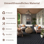 Polypropylen-Terrassenfliesen im Puzzle-Design, 30 x 30 cm, anthrazitgrau/rotbraun, aus Kunststoff | Witterungsbeständig, rutschfest, einfach zu verlegen, geeignet für Terrassen, Balkone und Gärten, leicht zu reinigen, Kunststoffboden, 1–5 Quadratmeter