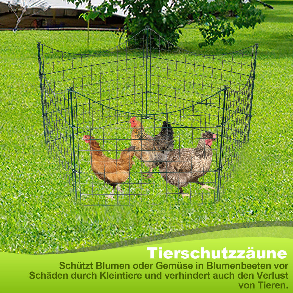 Teichzäune, Metall-Gartenzäune, Außenzäune, 3,75/7,5/10,5 Meter, inklusive Zaunelemente und Befestigungsstangen, oben nach unten gewölbt