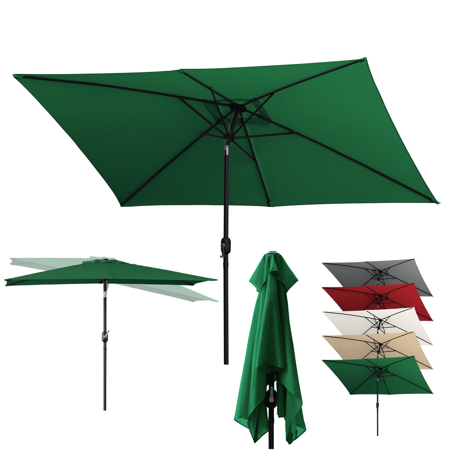 Sonnenschirm Rechteckig 210x140CM / 300×200CM Aluminum Gartenschirm Balkonschirm Terrassenschirm Sonnenschirm mit LED Beleuchtung Rechteckig Kippbar Großschirm für Balkon,Terrasse, Garten, In fünf Farben erhältlich