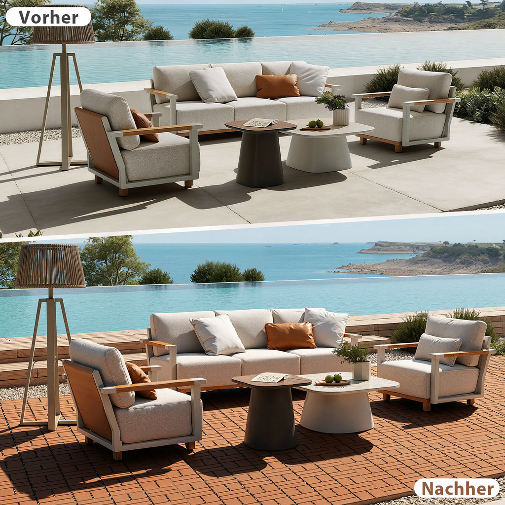 Polypropylen-Terrassenfliesen im Puzzle-Design, 30 x 30 cm, anthrazitgrau/rotbraun, aus Kunststoff | Witterungsbeständig, rutschfest, einfach zu verlegen, geeignet für Terrassen, Balkone und Gärten, leicht zu reinigen, Kunststoffboden, 1–5 Quadratmeter