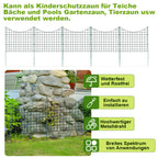 Teichzäune, Metall-Gartenzäune, Außenzäune, 3,75/7,5/10,5 Meter, inklusive Zaunelemente und Befestigungsstangen, oben nach unten gewölbt
