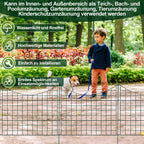 Teichzäune, Metall-Gartenzäune, Außenzäune, 3,75/7,5/10,5 Meter, inklusive Zaunelemente und Befestigungsstangen, oben nach unten gewölbt