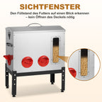 Automatischer Hühnerfutterbehälter mit 18 kg Fassungsvermögen, 6 Futterauslässen, aus verzinktem Metall
