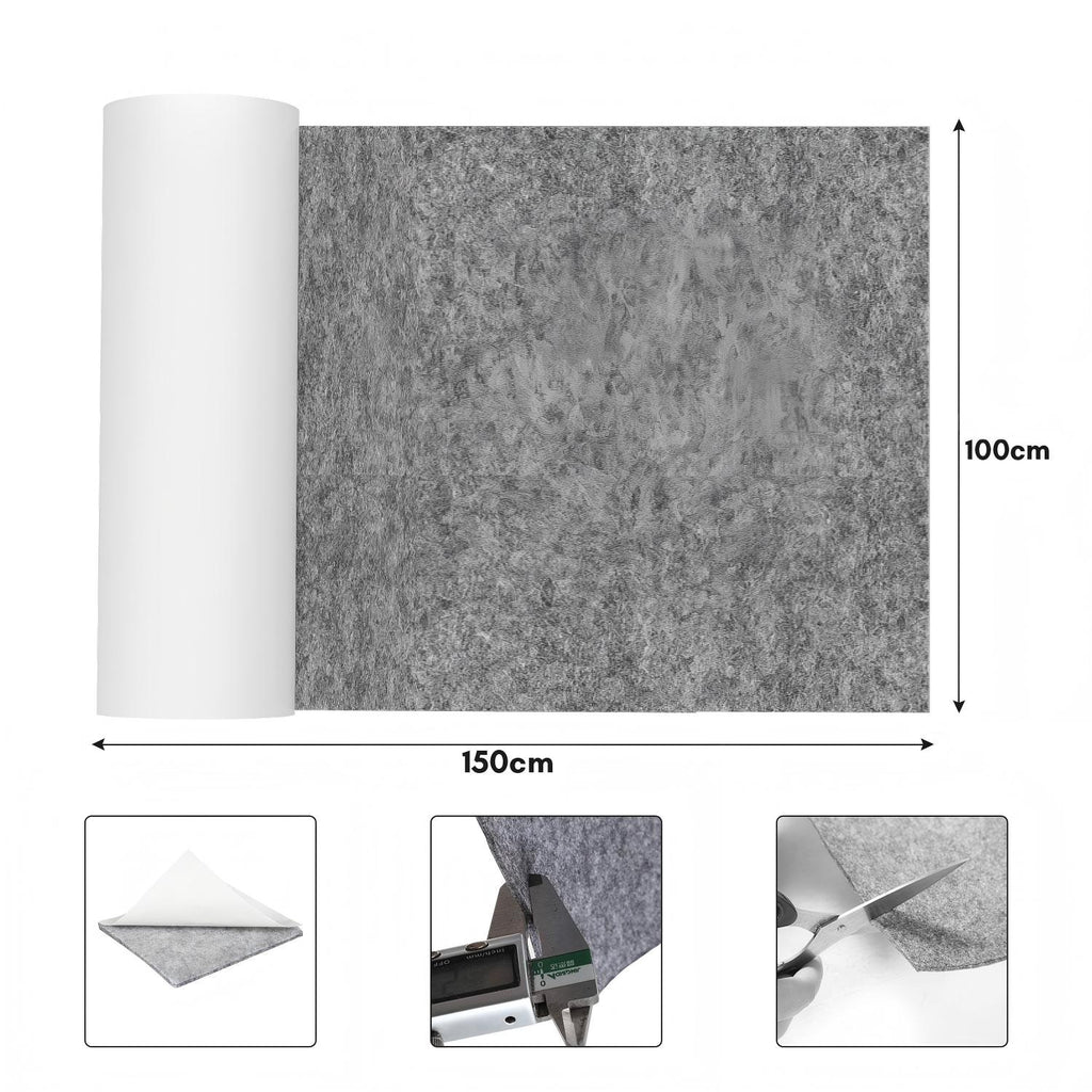 Selbstklebender Filz 50/100 cm × 150 cm, selbstklebender Filz, der meterweise verkauft wird, Dekostoff, Raffia-Filz, lässt sich in beliebige Formen zuschneiden, geeignet als DIY-Kofferraumauskleidung, Stärke 2,5 mm, schwarz