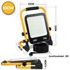 LED-Baustrahler, 50 W/100 W/150 W/200 W Arbeitsleuchten, tragbare LED-Arbeitsleuchten, Baustrahler mit kaltweißem Licht, Schutzklasse IP66, mit 3 Meter langem Kabel und klappbarem Stativ, geeignet für Baustellen (mit Stecker)
