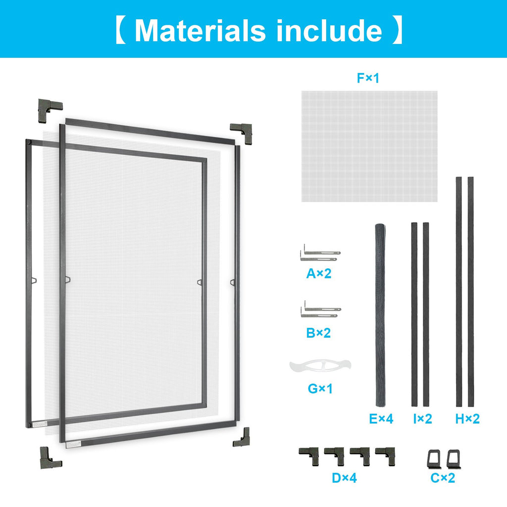 Fliegengitter Fenster Tür Gitter Moskito Aluminium Insektenschutz，120x140CM/100x120CM/80x100CM（副本）