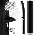 Solardusche Bogen Solar Gartendusche warmes Wasser Bis Zu 60°C Ohne Stromanschluss Pooldusche Camping mit Fußdusche und Duschablage schwenkbarem Regenduschkopf Schutzhülle Schwarz(20L/35L)