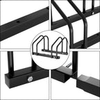 Fahrradständer für 2/3/4/5/6 Fahrräder, bodenmontierter Fahrradständer, Radabstand 30 cm, geeignet für Reifenbreiten von 35–55 mm, für die Montage am Boden oder an der Wand geeignet, schwarz