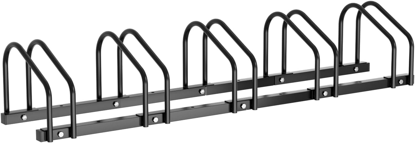 Fahrradständer für 2/3/4/5/6 Fahrräder, bodenmontierter Fahrradständer, Radabstand 30 cm, geeignet für Reifenbreiten von 35–55 mm, für die Montage am Boden oder an der Wand geeignet, schwarz