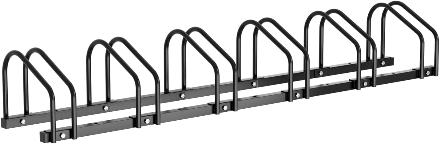 Fahrradständer für 2/3/4/5/6 Fahrräder, bodenmontierter Fahrradständer, Radabstand 30 cm, geeignet für Reifenbreiten von 35–55 mm, für die Montage am Boden oder an der Wand geeignet, schwarz