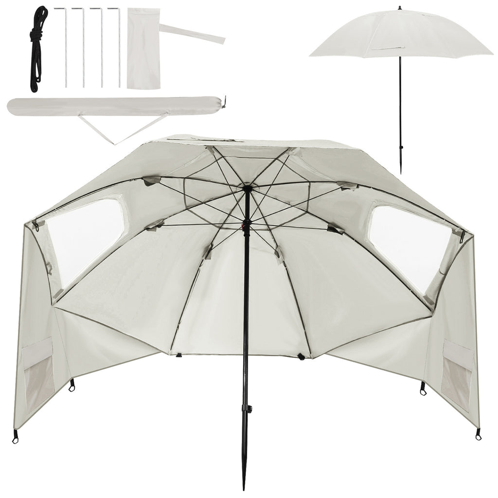 2-in-1-Aluminium-Auslegersonnenschirm – Sonnenschutz, UV-Schutz 50, 210 x 220 cm – Strand-/Garten-Sonnendach – zusammenklappbar, multifunktional, mit Fenster und Tragetasche