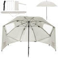 2-in-1-Aluminium-Auslegersonnenschirm – Sonnenschutz, UV-Schutz 50, 210 x 220 cm – Strand-/Garten-Sonnendach – zusammenklappbar, multifunktional, mit Fenster und Tragetasche