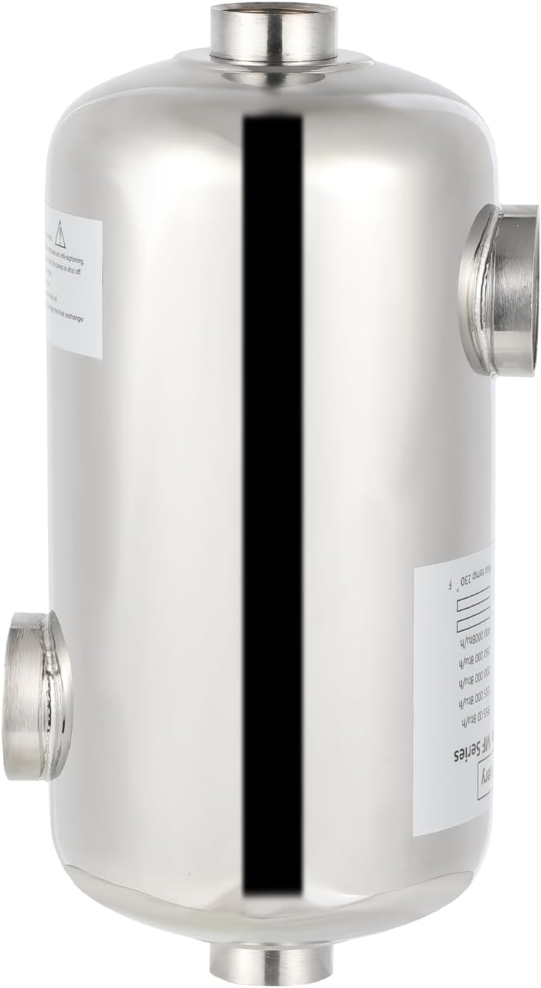 Edelstahl Schwimmbadheizer 28KW / 60KW Edelstahl Schwimmbad Wärmetauscher Pool Wärmetauscher 150 L/Min Poolwasserdurchfluss, Heißwasserfluss 18 L/Min, Schwimmbadwärmetauscher für Poolsystem