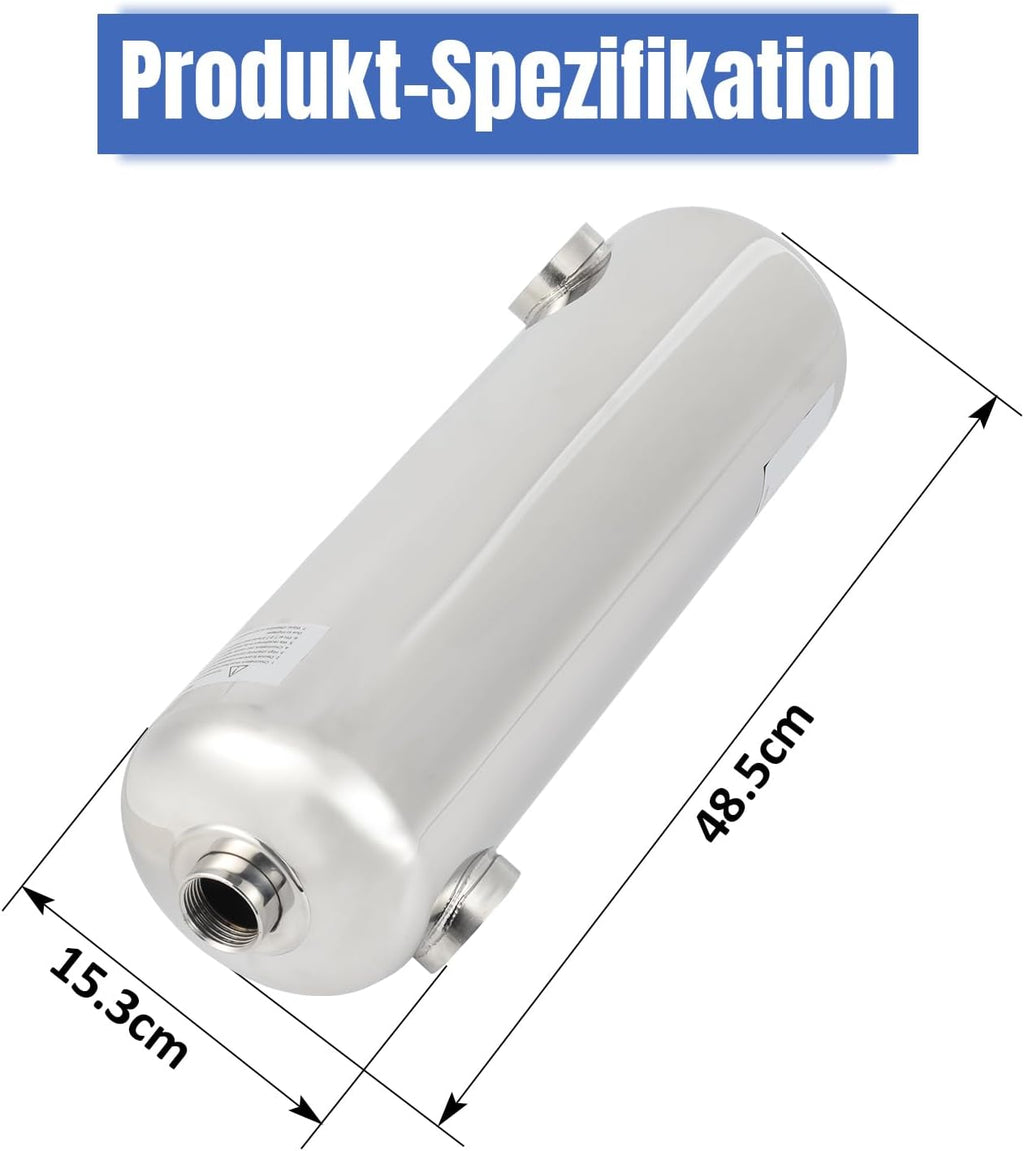 Edelstahl Schwimmbadheizer 28KW / 60KW Edelstahl Schwimmbad Wärmetauscher Pool Wärmetauscher 150 L/Min Poolwasserdurchfluss, Heißwasserfluss 18 L/Min, Schwimmbadwärmetauscher für Poolsystem