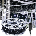 Außenbeleuchtung für 50–200 Meter, 500–2000 LED-Lichter, 8 Leuchtmodi, mit Stecker, Schutzart IP44, für den Innen- und Außenbereich geeignet, ideal für Weihnachten, Ostern, Halloween und Hochzeitsfeiern