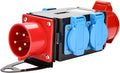 CEE Stromverteiler 400V 16A 5 Polig, CEE Adapter mit 3 x CEE Steckdose 16A IP44 Spritzwassergeschützt, Baustrom Verteiler für Generator Baustelle Werkstatt Camping mobile Stromversorgung