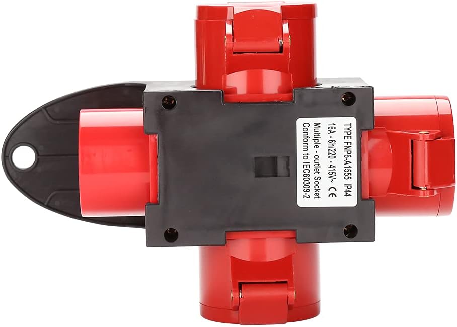 CEE Stromverteiler 16A 5 Polig CEE Adapter mit 3 x Schuko Steckdose und 1 x CEE Steckdose 16A IP44 Spritzwassergeschützt Baustrom Verteiler für Generator Baustelle Werkstatt Camping Outdoor