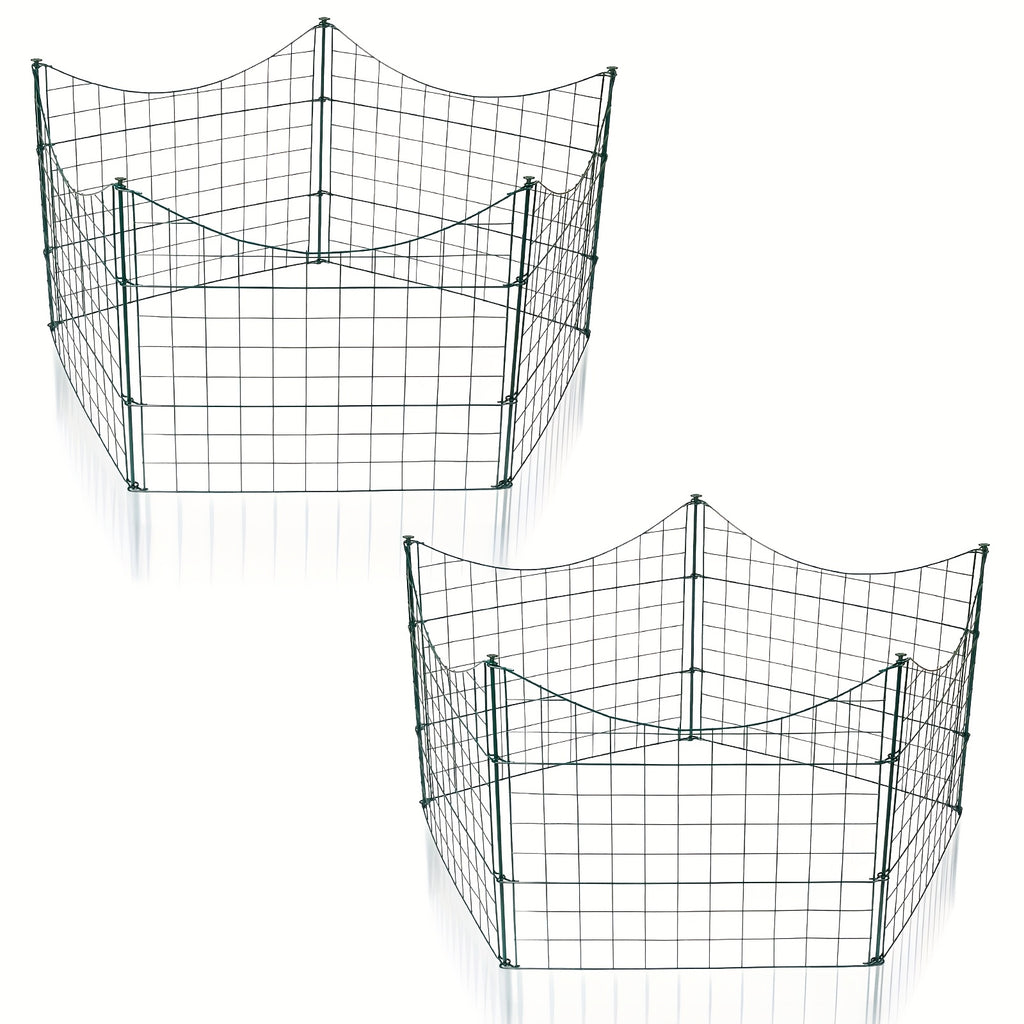 Teichzäune, Metall-Gartenzäune, Außenzäune, 3,75/7,5/10,5 Meter, inklusive Zaunelemente und Befestigungsstangen, oben nach unten gewölbt